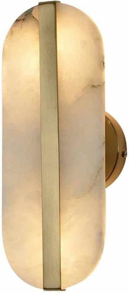 HPTHLY Wall Lamp 15.7" Marble Wall Sconce Bathroom Linear Vanity Light Brushed Brass Alabaster Long Strip (D)