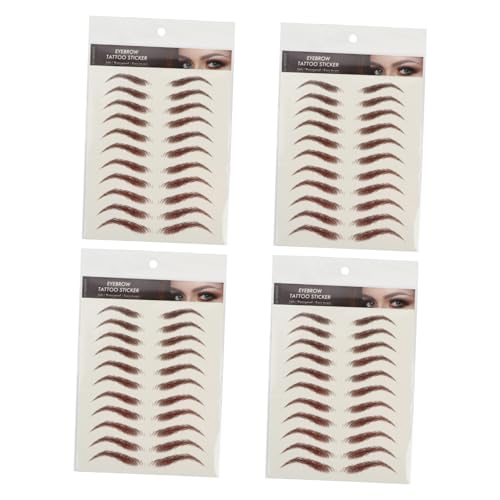 FONDOTIN 4 hojas Pegatinas Impermeables para Cejas Efecto Natural Tatuajes Temporales de Cejas Falsas para Maquillaje y Cobertura