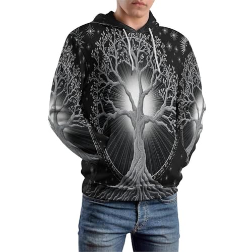 Sweat à capuche imprimé 3D arbre céleste, finis les vêtements ternes avec ce pullover graphique