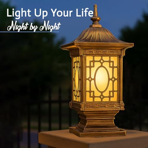 Image of GIGAWATTS 1267 Outdoor Gate Light - 101% Rust & Waterproof Die-Casting Aluminium Exterior Pillar Lamp Base Mount for Garden, Boundary Walls & Home Entrances (B22 Holder, Bulb Not Included, Gold)