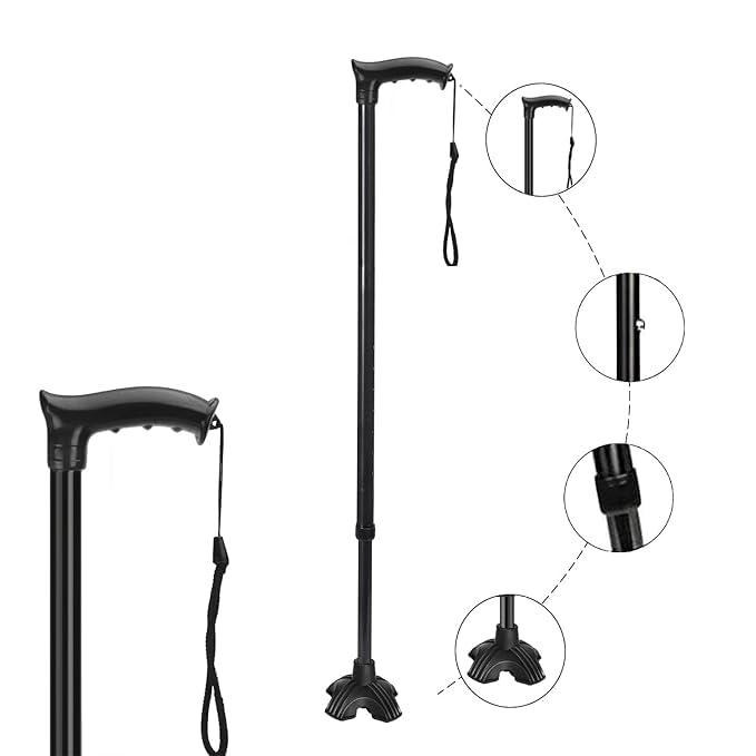 MCP Walking Stick with Adjustable Height, Mild-Steel Body, Light Weight for Men/Women, Patients, Old People with Big Shoe (Black)-picture-18