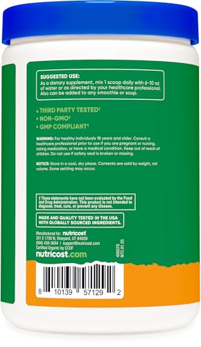 Foto de Nutricost Polvo orgánico Super Greens (30 porciones) Sabor Orange Sunrise - Mezcla de bebida de suplemento superalimenticio (imagen 5)
