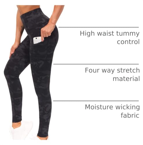 Image of THE GYM PEOPLE Thick High Waist Yoga Pants with Pockets, Tummy Control Workout Running Yoga Leggings for Women