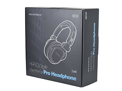 Image of Monoprice 108323 Premium Hi-Fi DJ Style Over-The-Ear Pro Headphone, Black