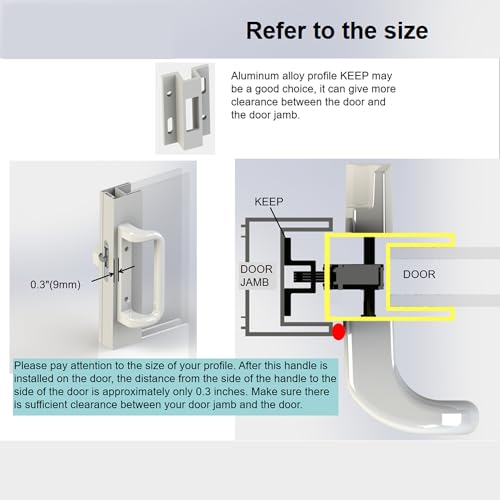 House Guard Sliding Patio Door Handle Set, Mortise Lock, 3-15/16", White - image 4