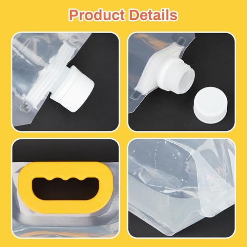 Contenedor de Agua Plegable Paquete de 4, Bolsa de Almacenamiento de Agua Portátil de 1.3 Galón/5L para Camping, Senderismo, RV, Emergencia - Libre de BPA, A prueba de Fugas, Congelable miniatura 3