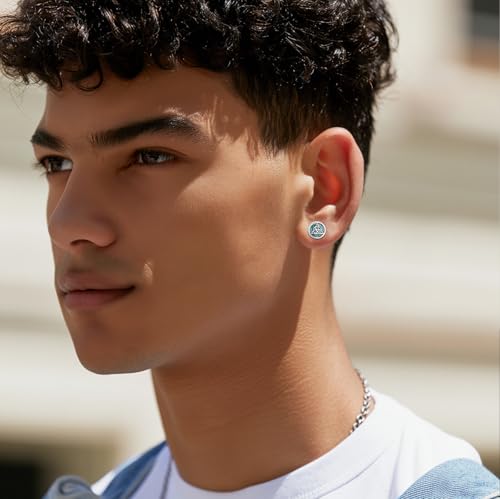 Cross/Ankh/Peace/Viking Stud Earrings for Men Women 925 Sterling Silver Turquoise Earrings Hypoallergenic Celtic Jewelry Valentines Birthday Gifts for Friends Brothers Sisters4