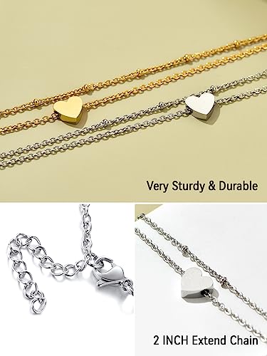 Image of FaithHeart Waterproof Ankle Bracelets for Women, 1 /2 /3Pcs Non Tarnish Stainless Steel Layered Anklet Set Paperclip Figaro Cuban Link Chain Dainty Summer Beach Jewelry Gift Adjustable Size
