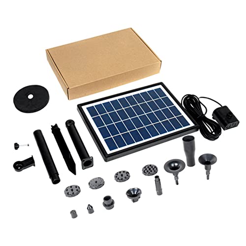 Fontaine Solaire 7W,Fontaine solaire 7W pour bain d'oiseaux - Fontaines Solaires Avec 12 Buses Différentes Pour Petit Bassin, Patio, Jardin Rainao Cover