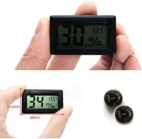 ARCELI 2-in-1 Digital LCD Embedded Thermometer Hygrometer External Reptile Incubator Aquarium Poultry - Black