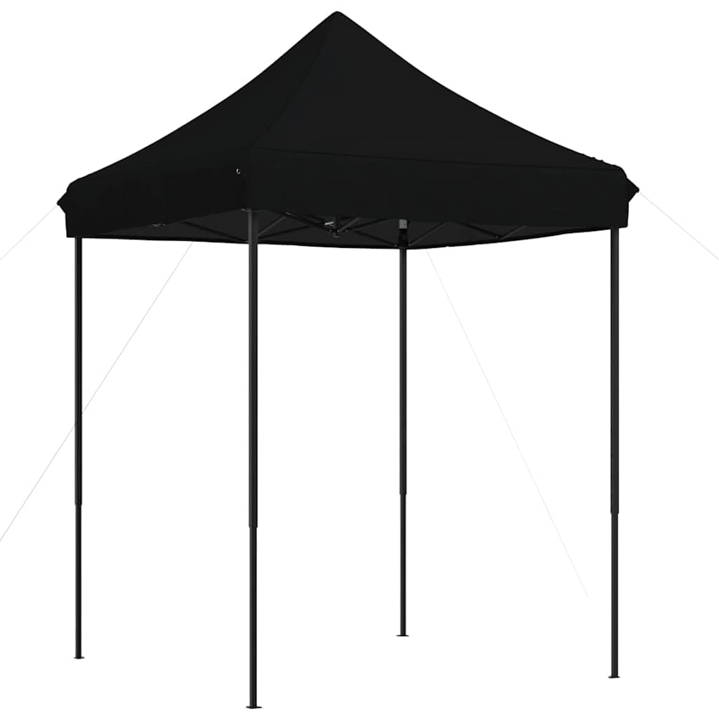 Faltbares Partyzelt Pop-Up Gartenzelt Schwarz 200x200 cm | Flexibler Faltpavillon für Garten und Terrasse. Schnell aufzubauen, ideal für Familienfeiern im Freien.
