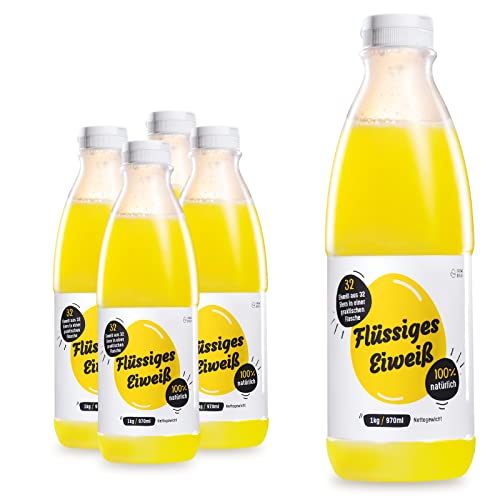 100% Flüssiges eiweiß | Eiklar-flüssig | Hochwertiges Hühnereiweiß für eine eiweißreiche Ernährung (3880ml (4x1kg))