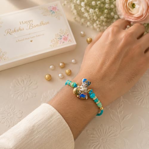 Image of rakhi gift | Rakhi for Brother | Premium Raksha Bandhan Gift Combo with Fridge Magnet, Roli Chawal & Card | Rakhi Gift Hamper Raksha Bandhan Gift |Gift Pack