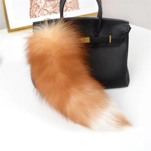 Image of 15.75 Inch Long Fluffy Faux Fur Tail Keychain, Fake Animal Tails for Handbags Backpacks Charm Tassel Ornaments (Brown)