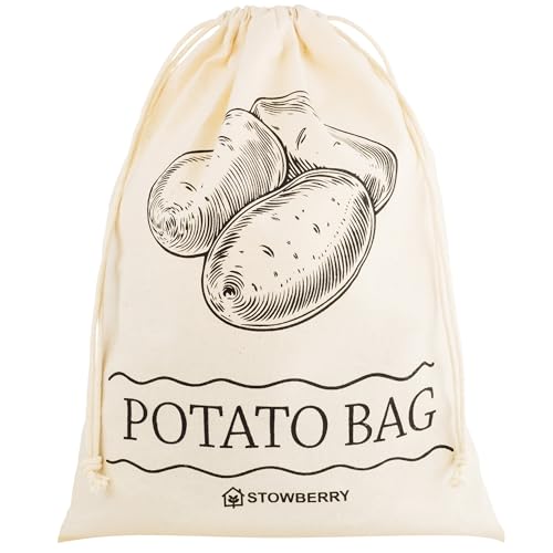 STOWBERRY Sac de rangement pour pommes de terre - 40 x 30 cm - Respectueux de l'environnement - 100 % coton - Capacité de 5 kg - Pour conserver et conserver...