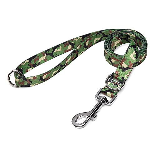 Suredoo Guinzaglio per Cani, Nylon Resistente e Leggero con Motivi alla Moda, Regolabile per Addestramento, Taglia Piccola Media e Grande, 120x2cm (Verde Mimetico)