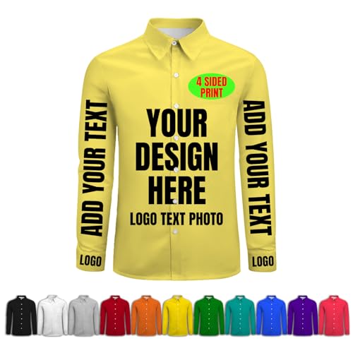 Custom Dress Shirts for Men Personalized Design Photo Logo Text Long Sleeve Button Down Shirt Personalized Shirts