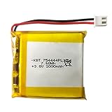 KBT 3.8V 2000mAh Li-Polymer Battery: 754444 Lipo Rechargeable Lithium-ion Replacement Batteries with JST Connector