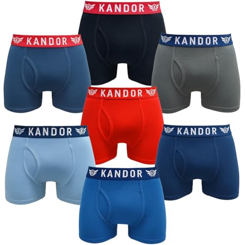 Kandor Bamboo Boxer Shorts for Men Multipack of 7 – Comfortable Breathable Stretch Cotton Trunks in Colour Mix 7 Pack - Eclipse S