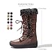 DailyShoes Knee High Faux Fur Lined Snow Boots Booties Winter Warm Mid Calf Lace Up D Ring Boot Toe Waterproof Dress Shoes Eskimo for Women Brown,9.5