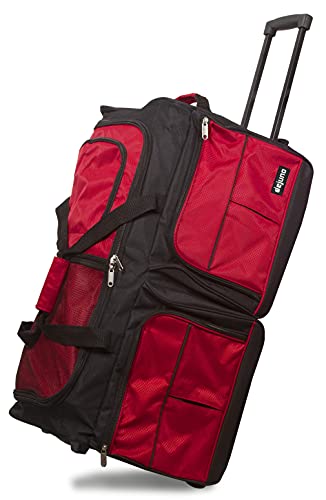 Dejuno 28-Inch Rolling Duffle Bag, Red