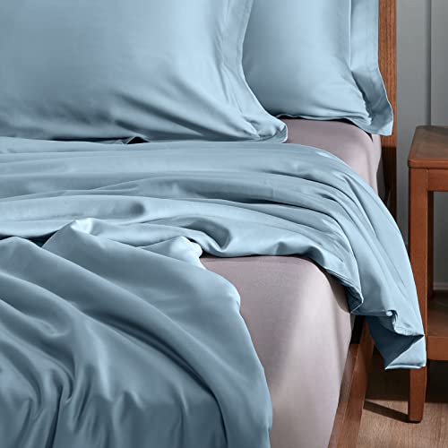 Cozylux 100% Organic Bamboo Duvet Cover Queen Set Size Blue 3Pcs 300Tc Luxury Comforter Cover 90" X 90", Oeko-Tex Cooling Bamboo Duvet Covers With Zipper Closure And Corner Ties #TOP5