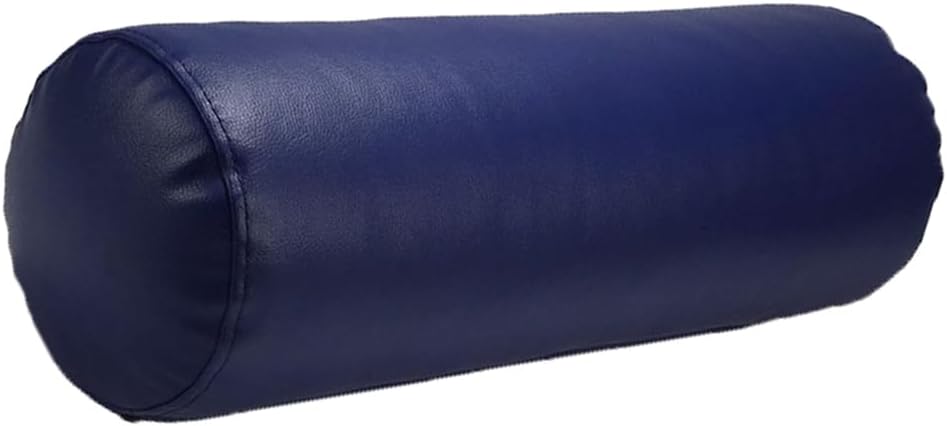 Leather Sponge Long Bolster Pillow Round Neck Roll Pillow Cervical Roll Cylinder Bolster Pillow for Legs, Back & Yoga (Navy Blue, 11×40cm/4.33"×15.7")