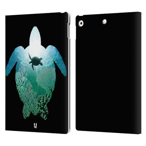 Étui en cuir pour iPad 10.2 finitions soignées style double exposition tortue animal