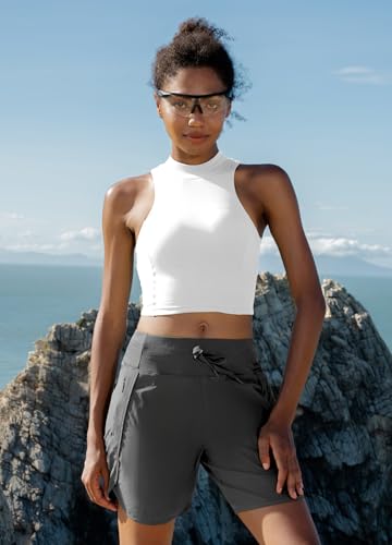 Image of Willit Women's 7 inch Athletic Running Shorts Long Workout Hiking Shorts Quick Dry High Waisted Active Zipper Pocket