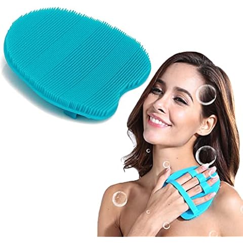 1 Packung reines Silikon Körperbürste Duschreinigung Scrubber Sanfte Peeling-Handschuh Weiche Borsten Cover