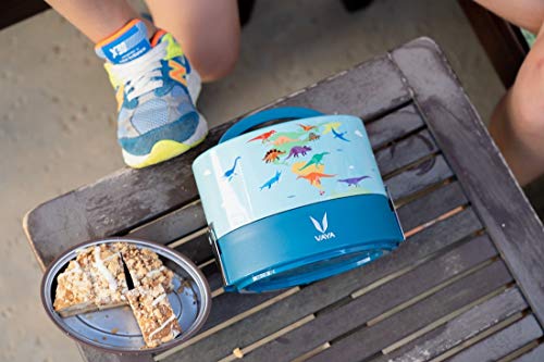 Image of VAYA TYFFYN Polished Stainless Steel Lunch Box for Kids Without Bagmat, 600 ml, 2 Containers, Dino