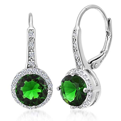925 Sterling Silver Cubic Zirconia Halo Leverback Dangle Bridal Earrings for Women