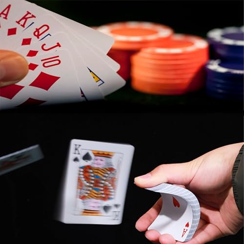2 Kunststoff Spielkarten,wasserdichte Spielkarten,Poker Karten Poker Kartendeck,Bridge & Poker Poker Karten Spiele Professionelle Plastik Pokerkarten für Blackjack, Bridge.(Rot und Blau) – Bild 5