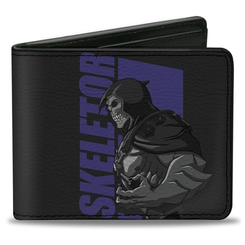 Masters of the Universe Wallet, Bifold, Masters of the Universe He Man and Skeletor Text Poses Black, Vegan Leather