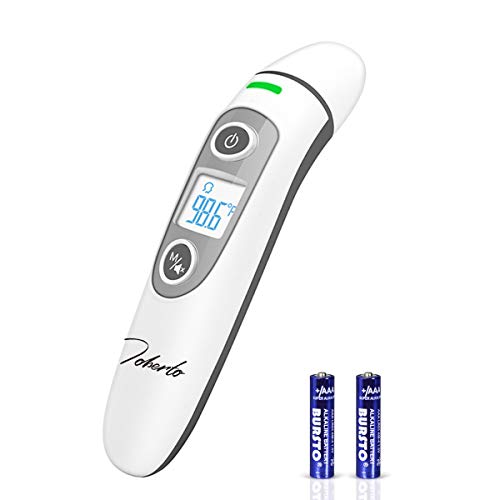 toberto Baby Thermometer, Non-Contact Forehead Ear Digital Thermometer with Fever Alarm, LCD Display Infrared Thermometer for Adults Baby Kids Old Man Pets (Battery inclued)