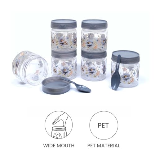 Image of Airtight Container Set, Plastic Container for Kitchen Storage Set, Small Spice and Grocery Storage Jar Box with Spoon, masala box storage organizer for pantry (Grey, 250 ml - 12 Piece)