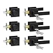 Camtek Exterior Door Lock Set with Deadbolt, Door Locks for Front Door with Single Cylinder Deadbolt Lock, Matte Black Door Handle with Lock and Key for Front Door, 3 Pack (All Same Keyed Alike)
