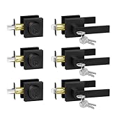 Camtek Exterior Door Lock Set with Deadbolt, Door Locks for Front Door with Single Cylinder Deadbolt Lock, Matte Black Door Handle with Lock and Key for Front Door, 3 Pack (All Same Keyed Alike)