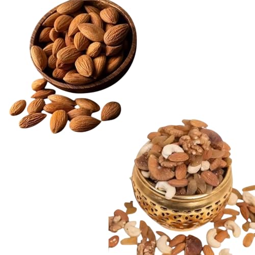 Image of RAJTILAK Dry Fruits Combo Pack of 2 | Premium California Almonds & Panchmeva Mix Dryfruit | Badam & Panchmeva Mix Dryfruit | Nuts & Dry Fruits | Healthy & Tasty | Pack of 2x20g Each