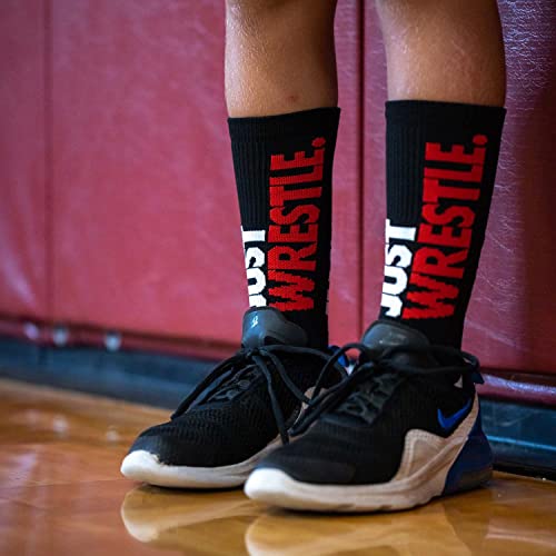 Chalktalksports Just Wrestle Woven Mid-Calf Socks | Black | Size Large #TOP4