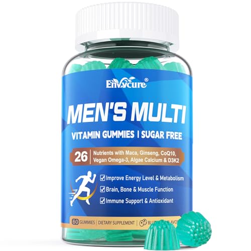Mens Multivitamins Gummies, Vegan Omega 3, CoQ10, Zinc, Vitamin A C D3 K2 E B Complex, Calcium, Magnesium, Lycopene - Liposomal Methylated Vitamins - Energy, Immune, Bone, Brain, Sugar Free, 60 Count