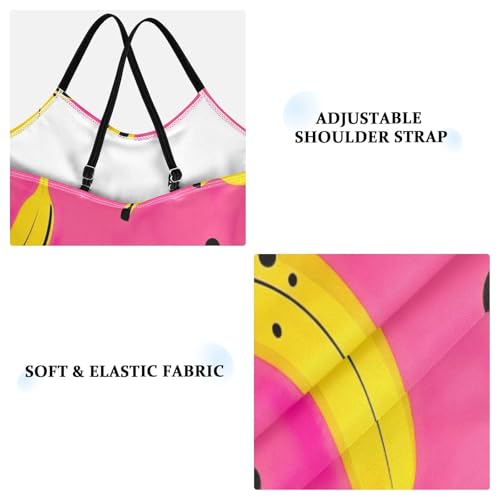 Yellow Bananas Black Dots Girls' Swimwear with Adjustable Shoulder Strap, Beach Apparel, 3-103