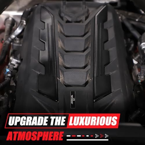 Image of Sekhyna Engine Bay Panel Cover Trim 2PCS Compatible with Corvette C8 Stingray 2020-2025 Engine Cover Left Right Protective High Temperature Resistance Cover Trim Accessories (Black)