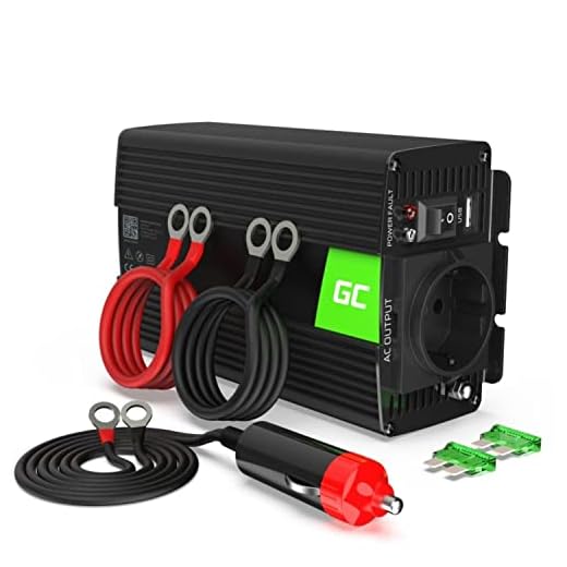 Green Cell 300W/600W 12V a 220V/230V Onda sinusoidal Pura Inversor de Corriente DC AC Power Inverter Transformador de Voltaje para Coche Camion con Puerto USB y Pinzas de conexión a batería