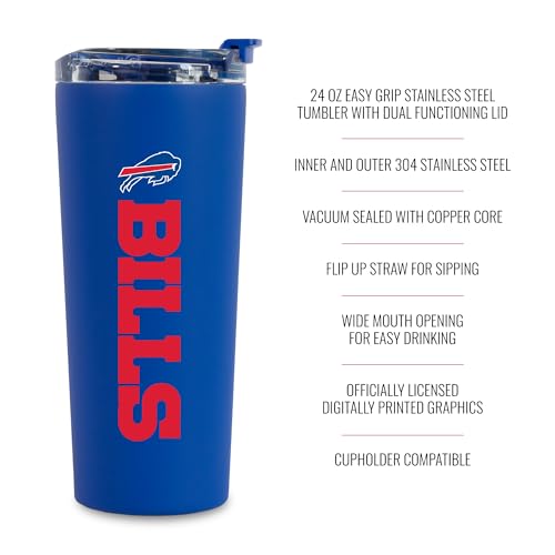 Image of Rico Industries NFL Football 24oz Stainless Steel Tumbler with Lid and Dual Functioning Lid