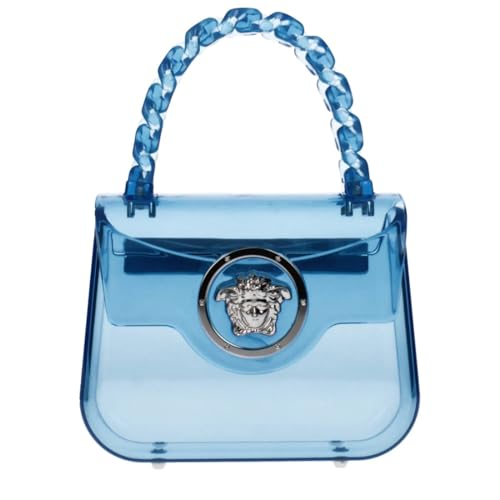 Versace Medusa Women’s Mini Transparent Blue PVC Handbag – Flap