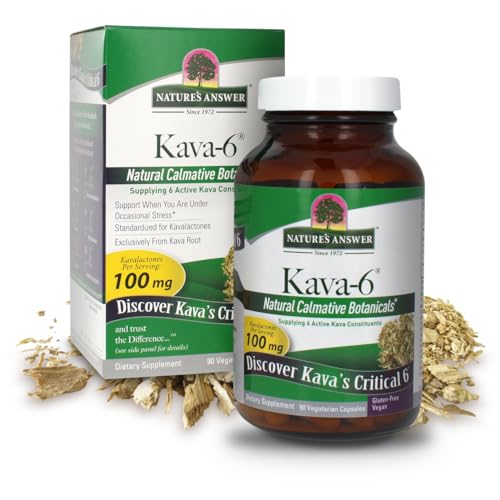 Natures Answer Kava Root Powder 90 Capsules - Kava Powder for Mood & Stress Relief Calming Support - Gluten Free Vegan Made in USA for Everyone