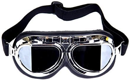 Vintage Motorcycle Goggles - Classic Style Steampunk Carting Fancy Dress Party Costume Silver Motorcycle Goggles with Smoke Lenses - FreshGadgetz