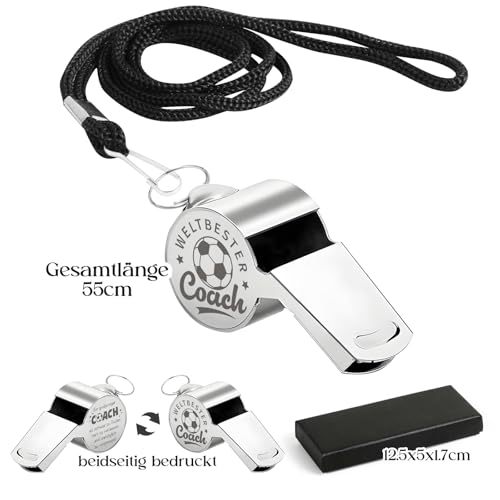 Trillerpfeife Bester Coach Geschenk Fussball Trainer Pfeife Abschiedsgeschenk Trainer Fußball Edelstahl Sportpfeifen mit Gravur Danke Abschied Geschenk Ein großartiger Coach ist schwer zu finden