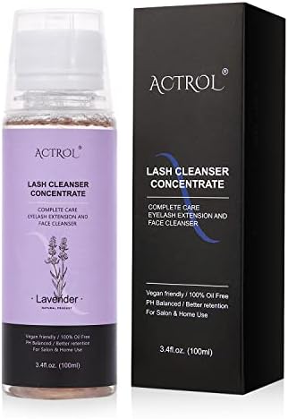 ACTROL Eyelash Shampoo Concentrate 100ml Lash Extensions Cleanser Concentrate Lavender Foaming Shampoo Paraben & Sulfate Free Wash for Extensions Lashes with Salon Home Care-Makes 60ml Bottles